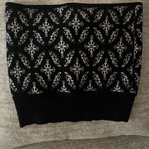 Savvi Monochrome Patterned Skirt